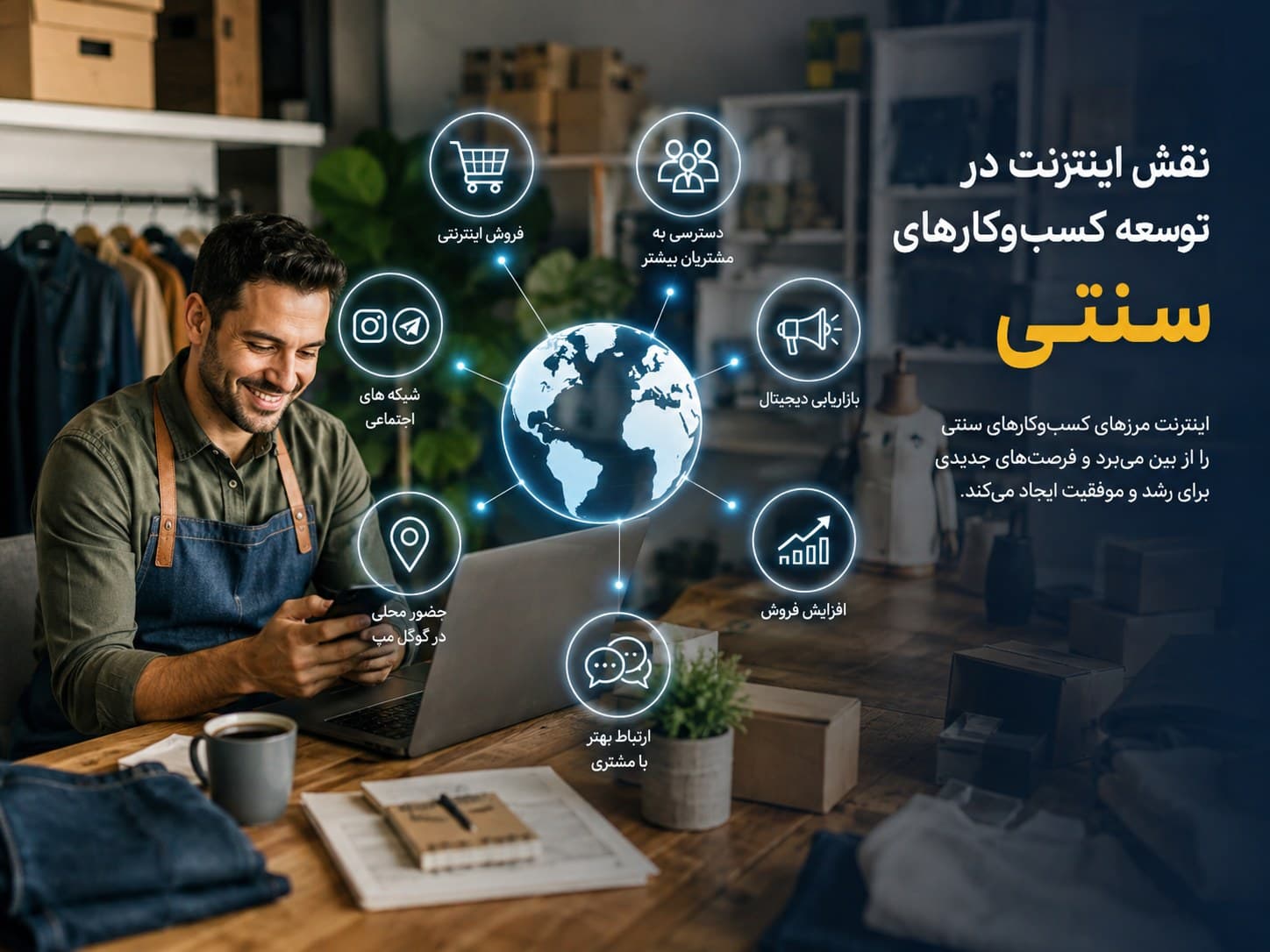 نقش اینترنت در توسعه کسبوکارهای سنتی؛ از مغازه محلی تا بازار آنلاین — تصویر اصلی
